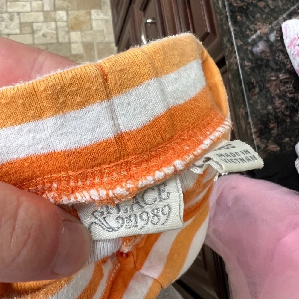 The Children’s Place 18M White and Orange Stripe Stretch Girl’s Shorts